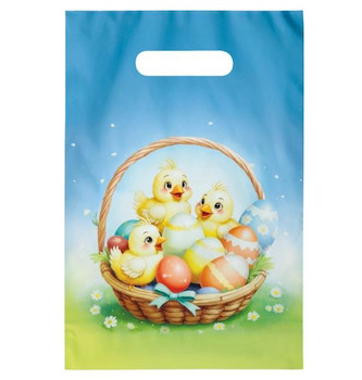 Velikonoční taška PE s průhmatem Kuřátka 20x30x8cm 1ks