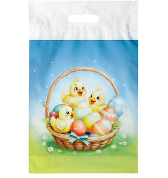 Velikonoční taška PE s průhmatem Kuřátka 29x46x8cm 1ks