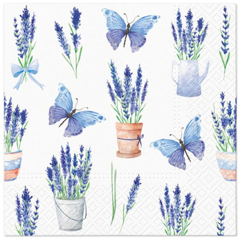 Velikonoční ubrousky s obrázky levandule a motýlů