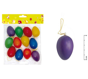 Velikonoční vajíčka plastová barevná mix 6cm 12ks