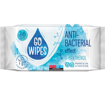 Vlhčené ubrousky antibakteriální GoWipes vitamínový komplex 60ks