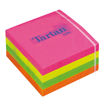 Samolepicí blok Tartan 76x76mm neon 400ks 